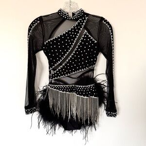 Black Glamour Dance Costume Child XL